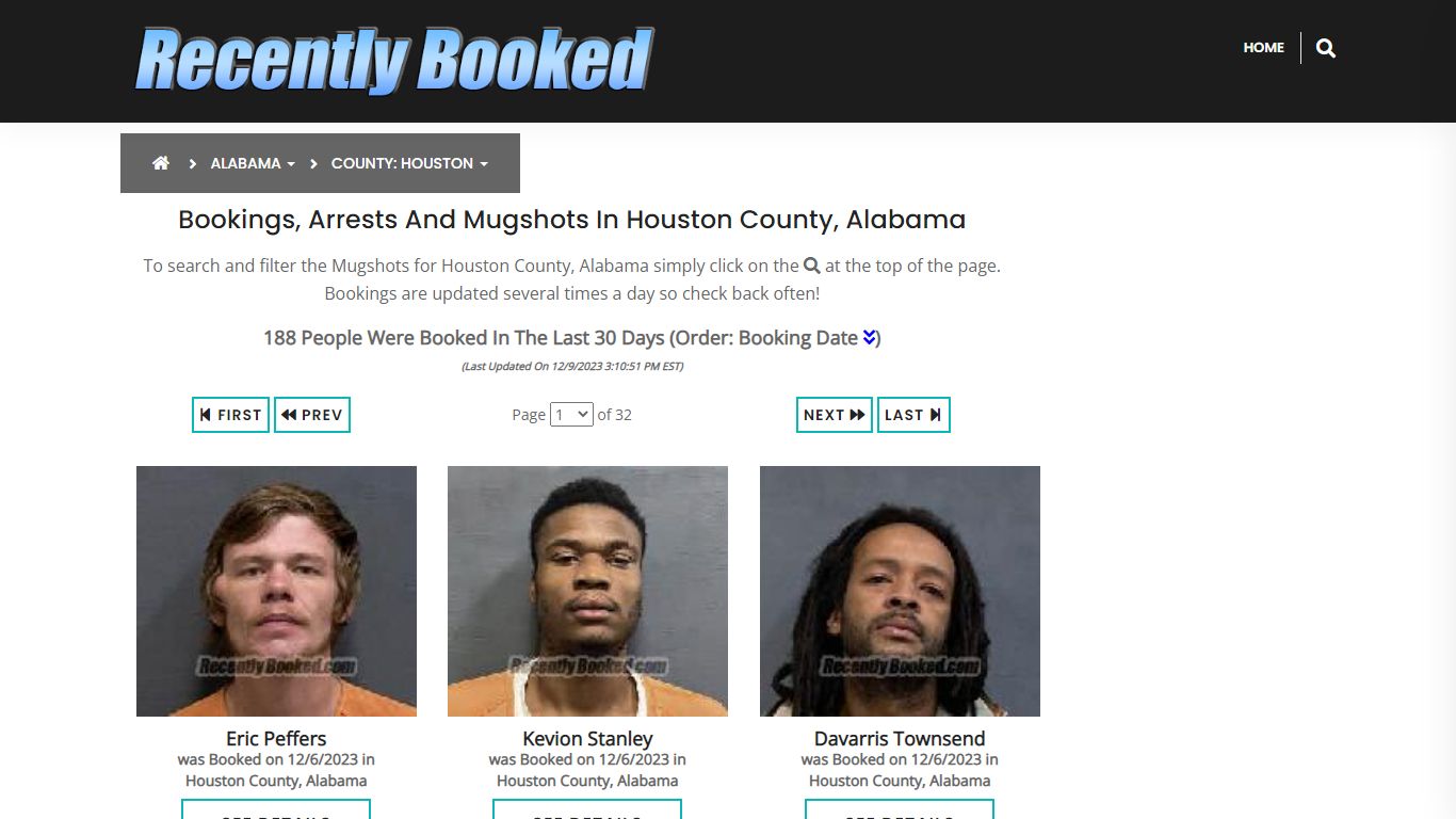 Bookings, Arrests and Mugshots in Houston County, Alabama